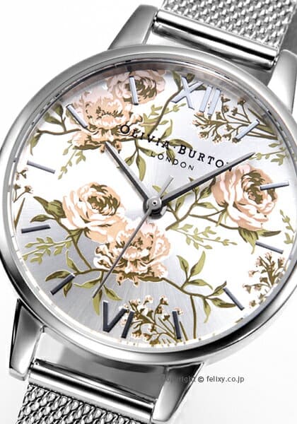 Olivia Burton Midi Parlour Silver Floral Watch OLIVIA BURTON Signature 35mm Floral Blooms Ultra Slim Blush  main image 4