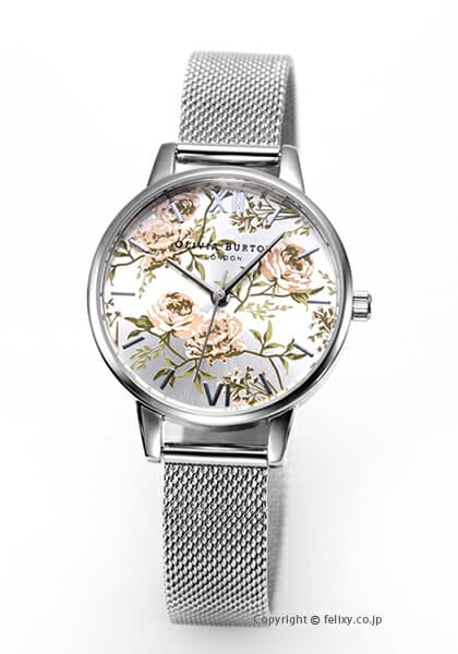 Olivia Burton Midi Parlour Silver Floral Watch OLIVIA BURTON Signature 35mm Floral Blooms Ultra Slim Blush  main image 3