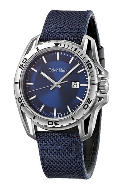 calvin klein earth watch with textile bracelet