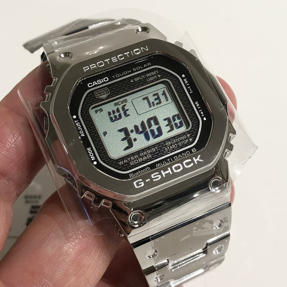 New CASIO G SHOCK GMW B5000D 1JF Silver full metal G Shock Casio G Shock speed model Electric wave solar watch Bluetooth BE FORWARD Store