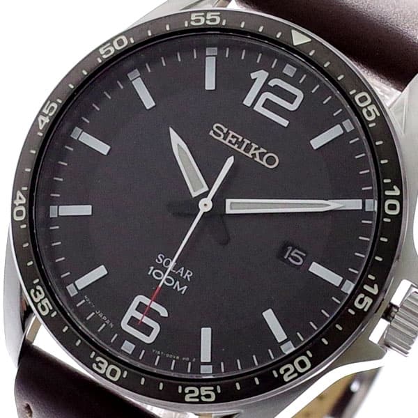 New]Seiko Ladies Solar Quartz Watch Black/Brown SNE487P1 - BE FORWARD Store