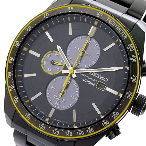 New]Seiko Men's Solar Quartz Watch Black Gunmetal SSC723P1 - BE FORWARD  Store