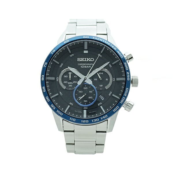 New]Seiko Men's Quartz Watch Black Metal/Blue/Silver SSB357P1 - BE FORWARD  Store