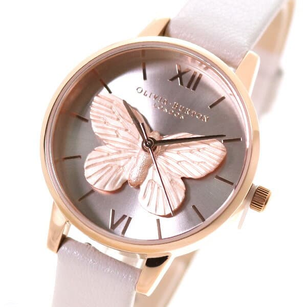 New Olivia Burton Ladies Quartz Watch Light Gray Rose Gold