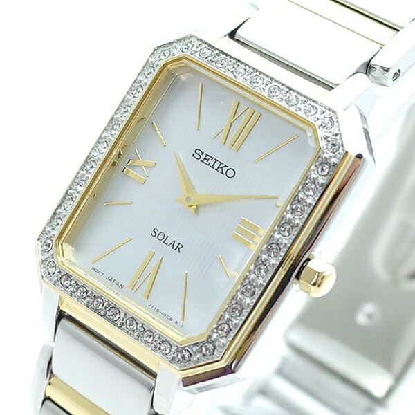 New]Seiko Ladies Solar Quartz Watch Aurora White/Silver SUP428P1 - BE  FORWARD Store