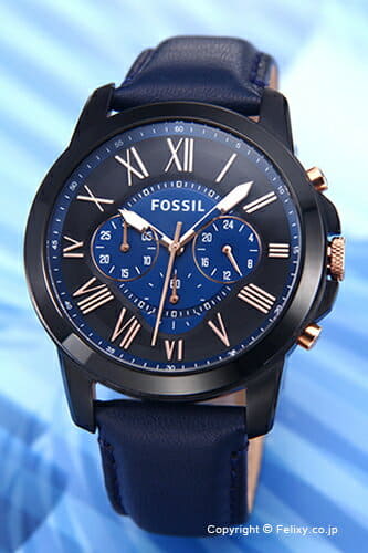 [New]Fossil clock FOSSIL watch Grant Navy (Rose Gold) X Black FS5061 ...