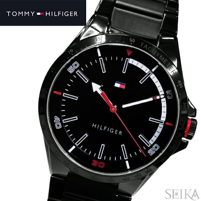 New]NewYearSALE tomihirufiga TOMMY HILFIGER 1791525 (253) clock watch mens  Black - BE FORWARD Store