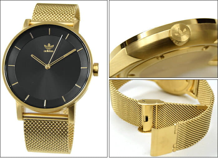 New NewYearSALE Adidas adidas District M1 2 Z04 1604 Z04 1604 00 Z041604 clock watch mens Lady s Black Gold mesh BE FORWARD Store