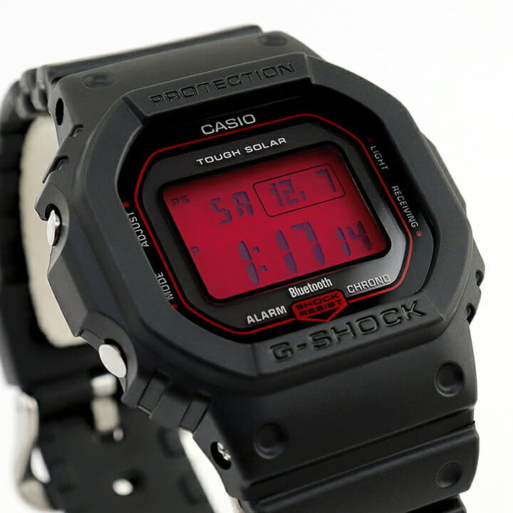 New]CASIO Casio G-SHOCK G-SHOCK Black and Red Series GW-B5600AR-1 mens  watch urethane smartphone link tough Electric wave solar digital black  Black red red - BE FORWARD Store