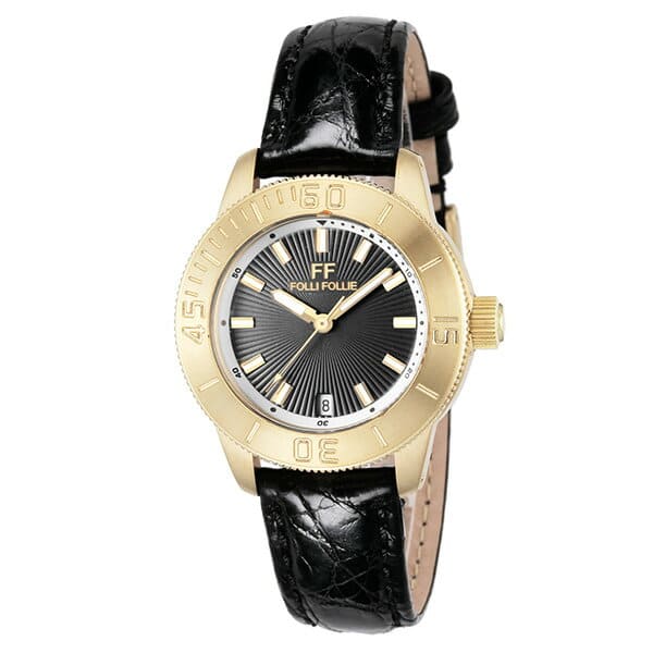 New]Folli Follie Ladies Quartz Watch Black WF8G037SDK-BK