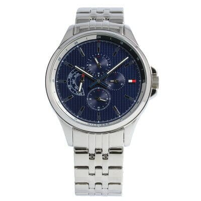 New]TOMMY HILFIGER tomihirufiga 1791612 watch mens multi-function Navy  Silver stainless steel - BE FORWARD Store
