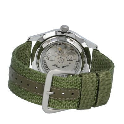 New]SEIKO 5 SEIKO five SNZG09K self-winding watch watch mens Silver green  nylon automatic car military 23 koku - BE FORWARD Store