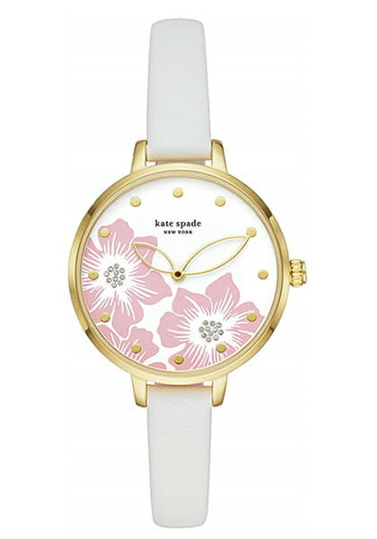 kate spade White and Pink Floral Dial Gold-Tone Women\'s Watch Kate Spade Monroe Floral Gold & Pink-Tone Watch – ShopCGX main image 2