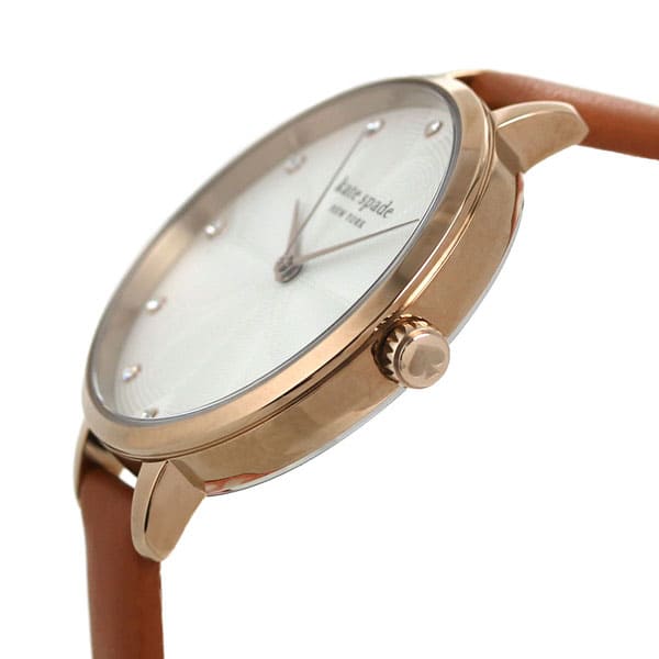 New Kate spade clock metro 34mm Lady s watch KSW1534 KATE SPADE METRO white X light brown leather belt BE FORWARD Store