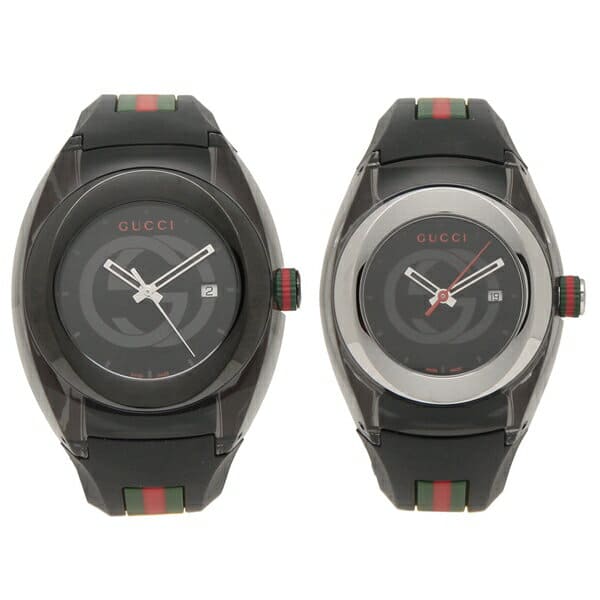 New]four hours returned goods Gucci watch pair Lady's mens GUCCI YA137107A YA137301 36MM Black - BE FORWARD Store