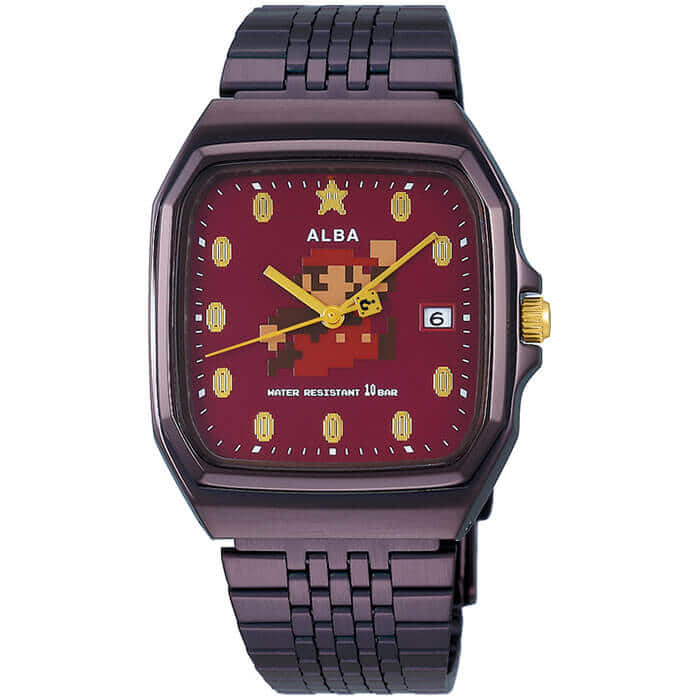 New]SEIKO Super Mario collaboration model Aruba clock SEIKO ALBA Super Mario  watch mens lady's red ACCK420 brand image dot Nintendo Game Boy dot picture  retro game decease gereawainreddopurezentogifuto entrance examination  examination -