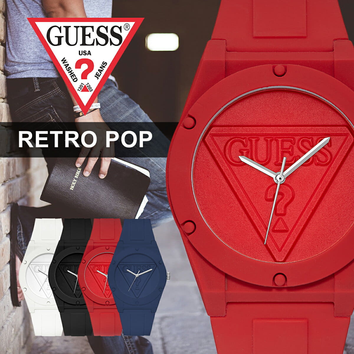 [New]Is it gesu watch GUESS clock nostalgic pop RETRO POP unisex mens ...