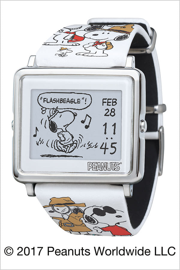 New Epson smart Canbus clock EPSON Smart Canvas watch sunupimeni feishizuobusunupi SNOOPY Many Faces of Snoopy unisex Lady s W1 PN30810 digital square comics peanut white winter BE FORWARD Store
