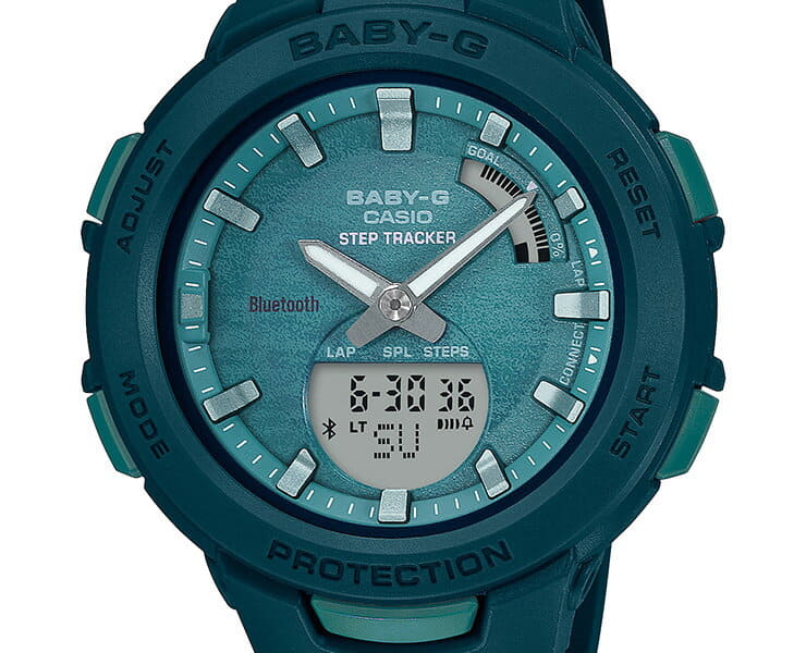 New Casio baby G G SQUAD smartphone link green BSA B100AC 3AJF CASIO BABY G G SQUAD Bluetooth digital analog combination model earth color green Lady s Lady s watch BE FORWARD Store