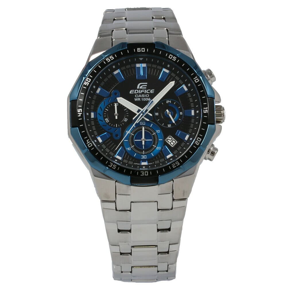 New]CASIO Casio EDIFICE edifisu EFR-554D-1A2 Chronograph blue X Black X  Silver watch mens stainless steel - BE FORWARD Store