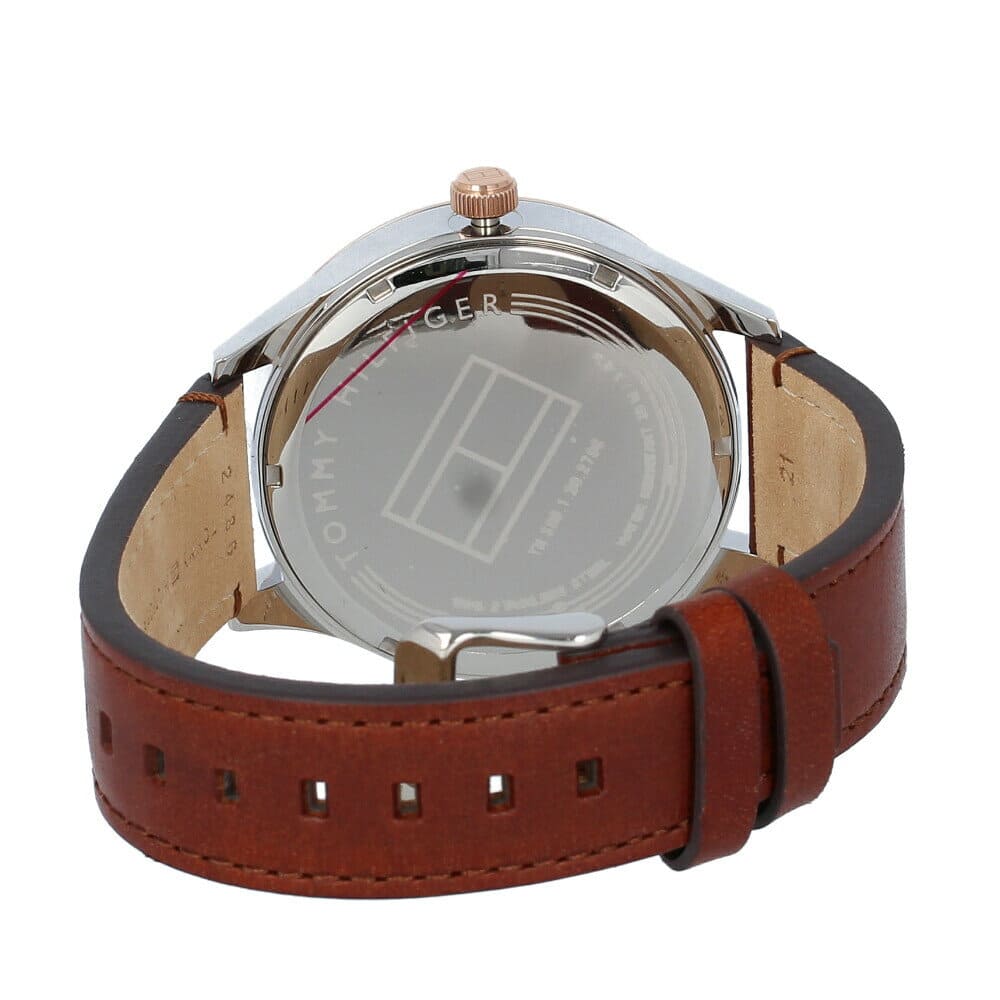 New]TOMMY HILFIGER tomihirufiga 1791642 Spencer Spenser watch mens machine  type brown Rose Gold Silver leather - BE FORWARD Store