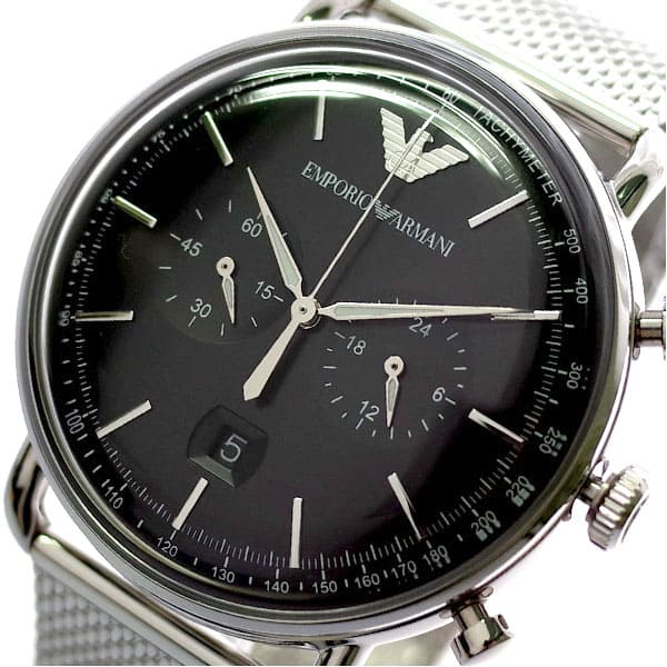 New Emporio Armani EMPORIO ARMANI Chronograph watch mens AR11104 quartz Black Silver BE FORWARD Store