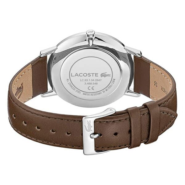 New Lacoste LACOSTE quartz mens watch 2011002 MOON white brown leather BE FORWARD Store