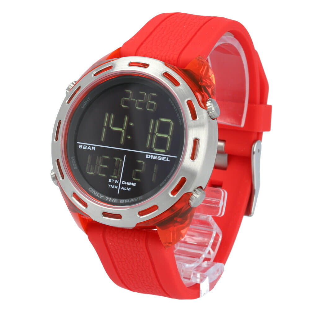 [New]DIESEL 　 diesel CRUSHER crusher DZ1900 watch mens Neon color red  silicon strap