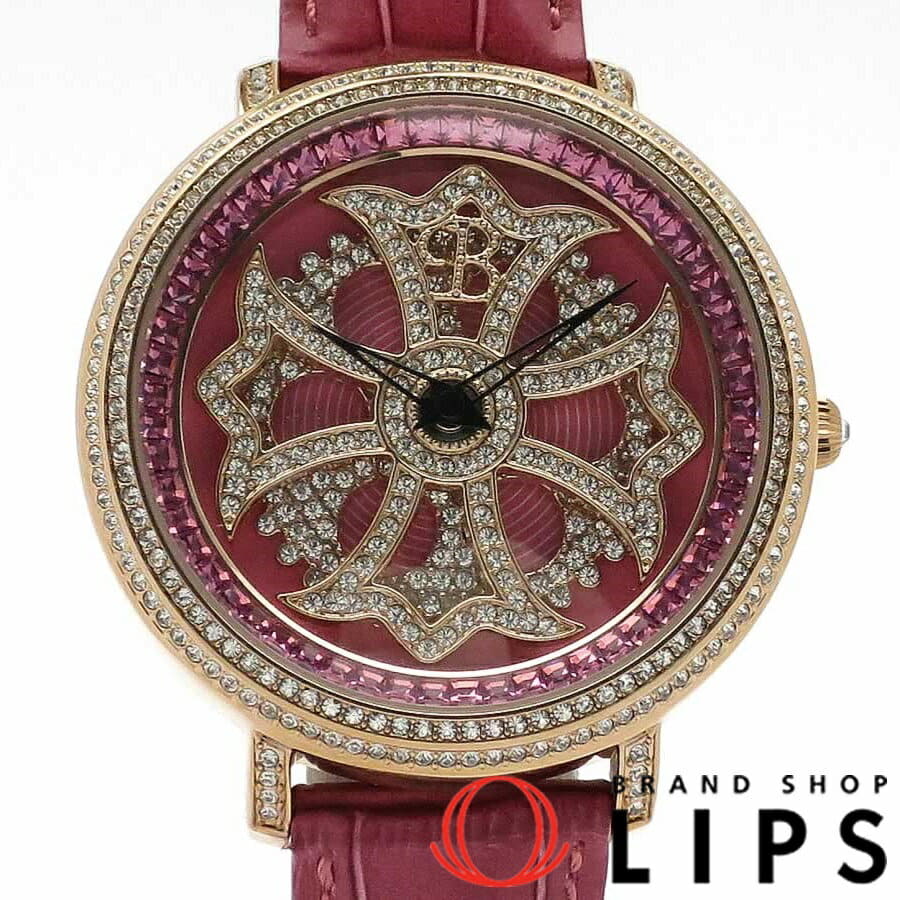 [New]BRILLAMICO LILY Men's Swarovski Watch 46MM PINK/GOLD Leather Belt Pink  Dial 458954005008 GP/SS - BE FORWARD Store