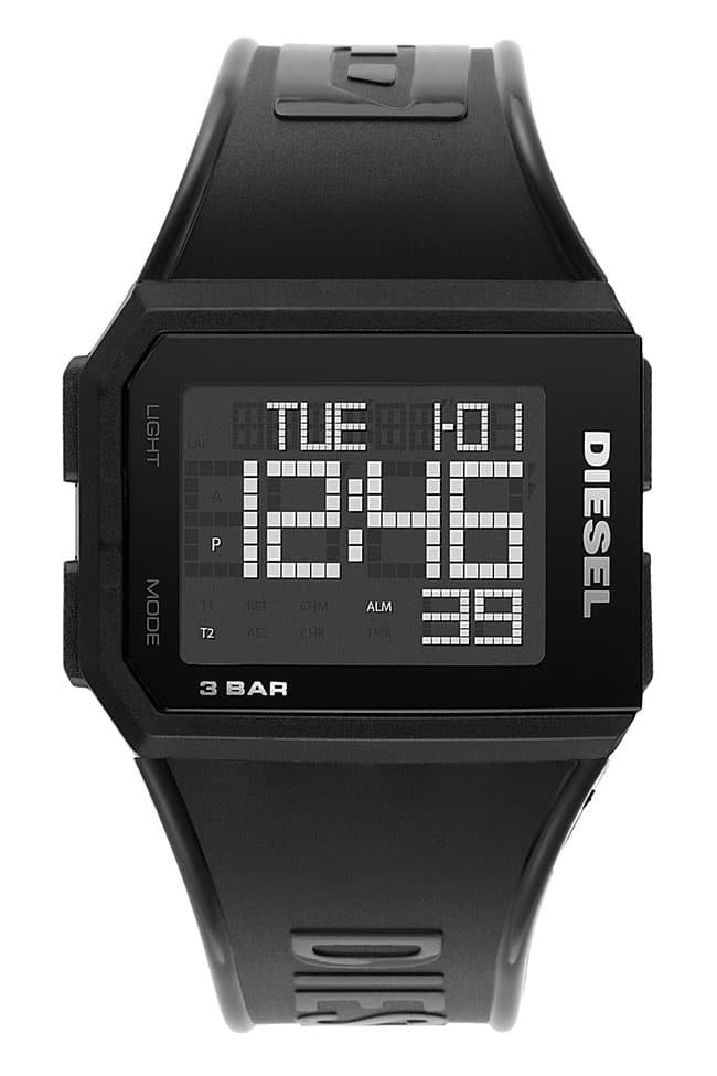 [New]Diesel watch mens lady's chopped 39mm digital mat Black Black