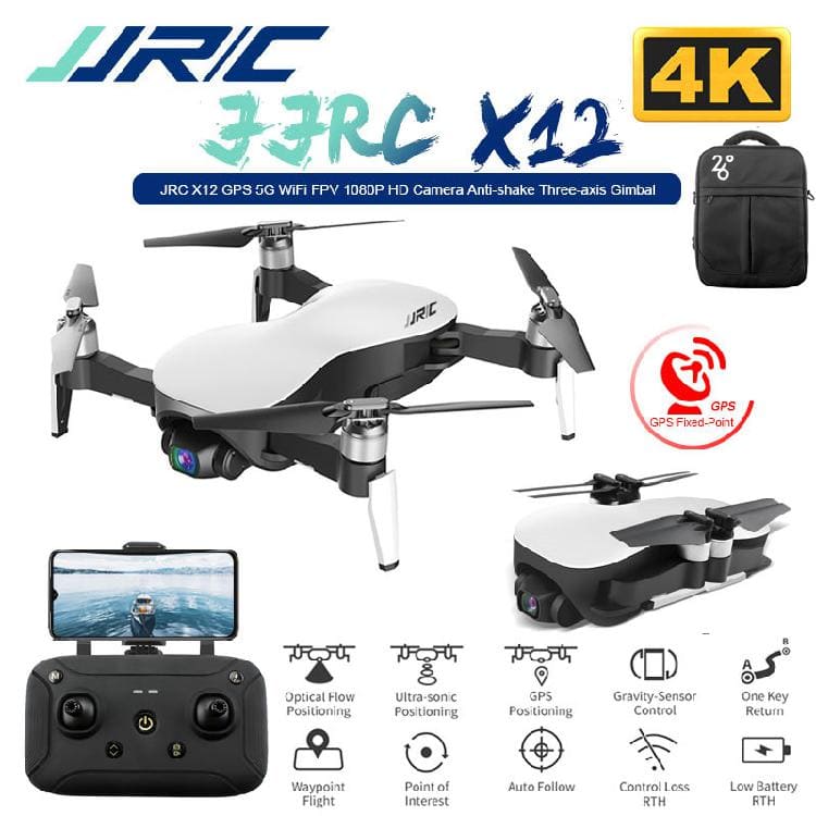 New JJRC X12 GPS drone WiFi FPV 1080P 4K HD Camera vibration absorption 3 axis gimbal brushless motor folding kuwaddokoputa Vs H117s Zino BE FORWARD Store