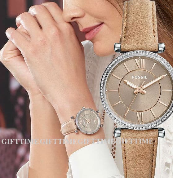 New]FOSSIL Fossil CARLIE ES4343Silver/ Sand Leather/Stainless 
