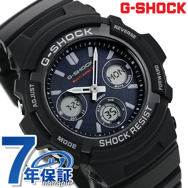 New]now is up to 51 times G-SHOCK Electric wave solar CASIO AWG-M100SB-2AER  mens watch Casio G-Shock blue X Black clock - BE FORWARD Store