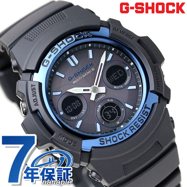 New]now is up to 51 times G-SHOCK Electric wave solar CASIO AWG-M100A-1AER  watch Casio G-Shock standard model Black X blue clock - BE FORWARD Store