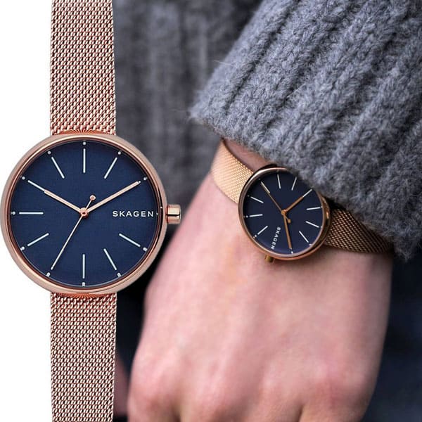 New SKAGEN SIGNATUR Ladies Analog Quartz Watch Navy Rosegold Mesh Stainless Band skw2593 BE FORWARD Store
