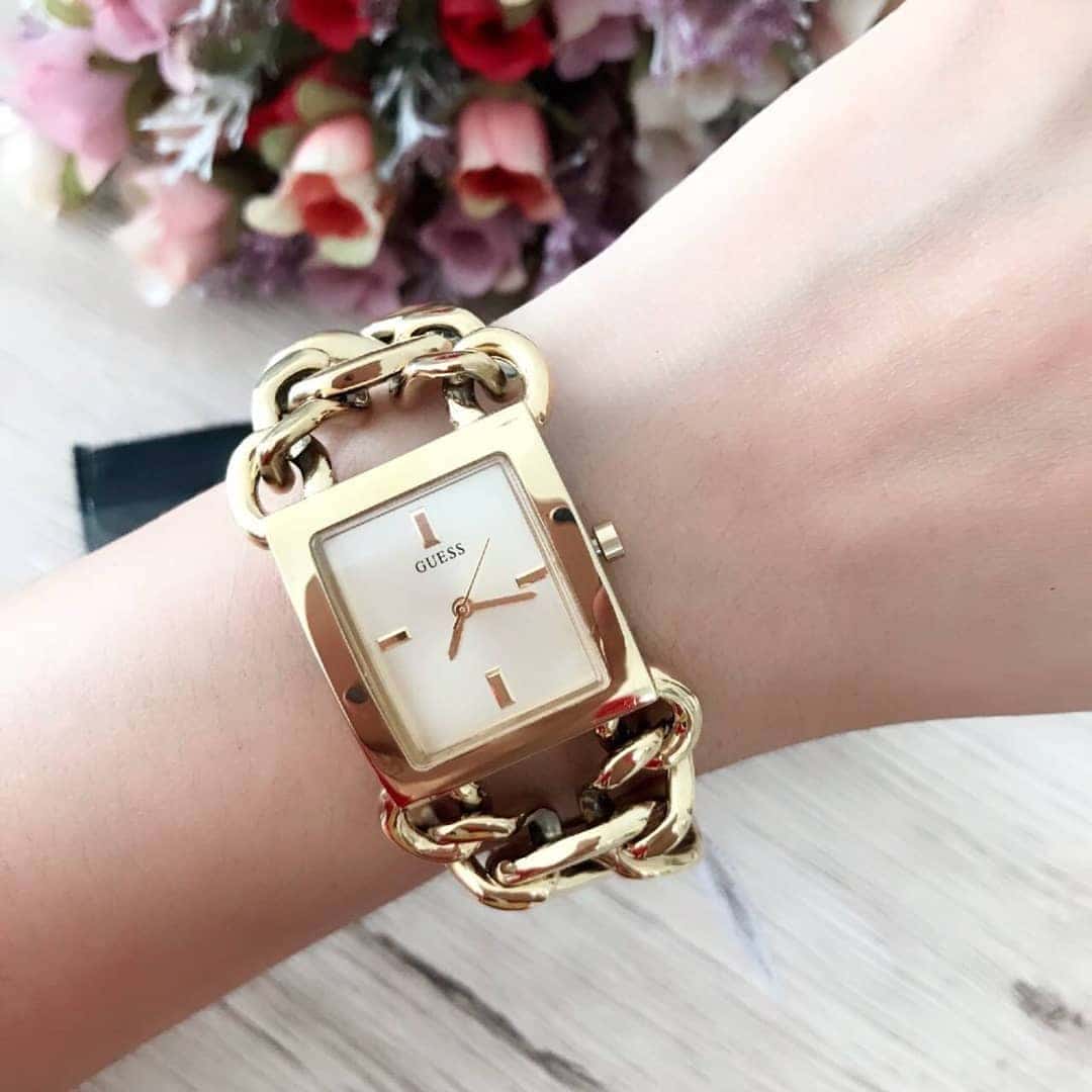 New]GUESS gesu w0438l2 Gold tone chain belt analog Lady's watch