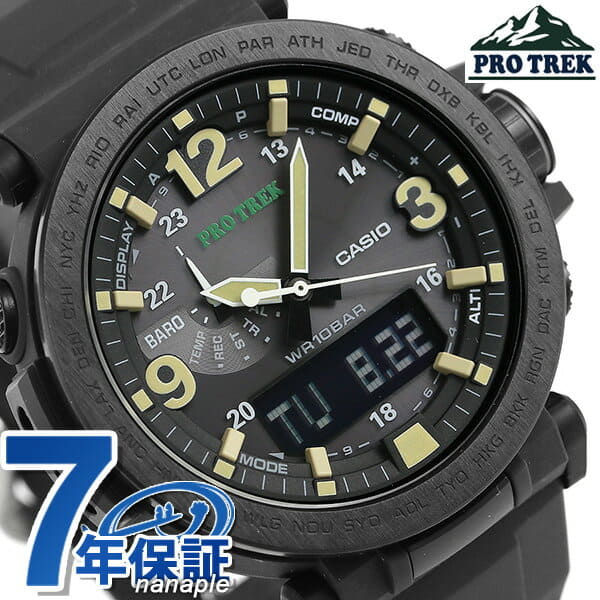 New]It is up to 64 times Casio PRO TREK PRG-600 solar mens watch PRG-600Y-1DR  CASIO PRO TREK oar Black clock at card +18 time - BE FORWARD Store