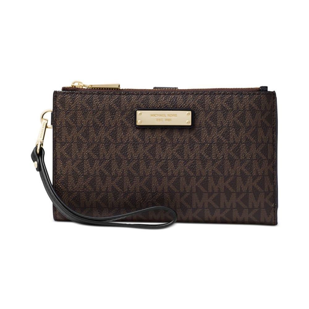 michael kors adele signature double zip wristlet