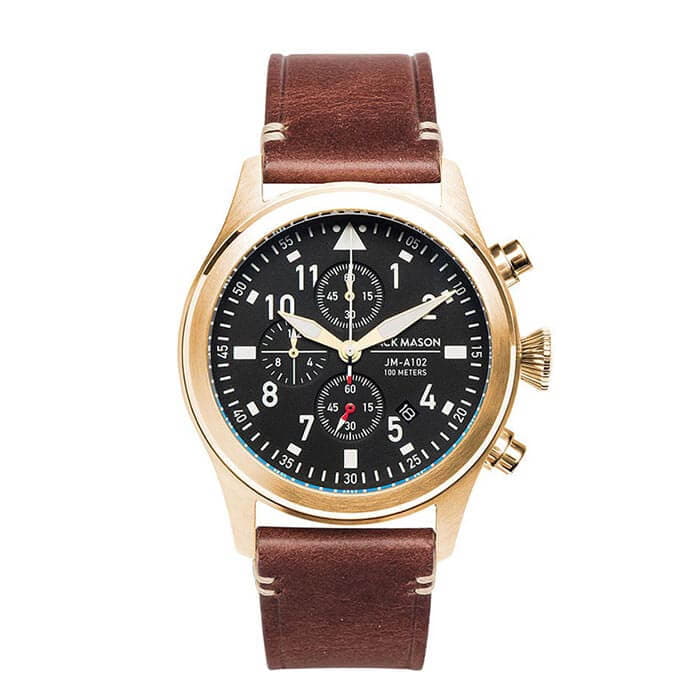 New Jack Mason clock aviation JACK MASON AVIATION watch avieshommenzuburakku JM A102 205 leather leather pilot Urban bithe rudder Chronograph retro simple BE FORWARD Store