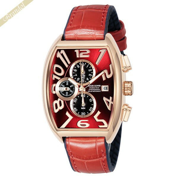 New]Angel Clover Men's Chronograph Watch Double Play Solar Tonneau