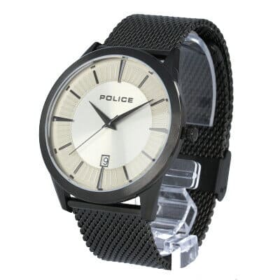 New POLICE Patriot Men s Watch Black Silver Mesh Stainless Steel Belt PL.15305JSB 79MM BE FORWARD Store