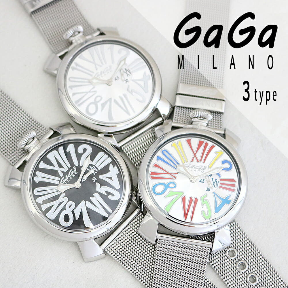 New]Ga Ga MILANO GAGA MILANO slim SLIM46mm Silver leather mesh 