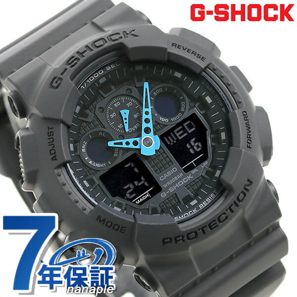 New]up to 32 times G-SHOCK Black CASIO GA-100C-8ADR mens Casio G-Shock big  case oar Black X blue clock - BE FORWARD Store