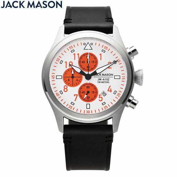 New Jack Mason JACK MASON aviation AVIATION Rescue Orange Japan model mens Chronograph quartz white JM A102 407 BE FORWARD Store