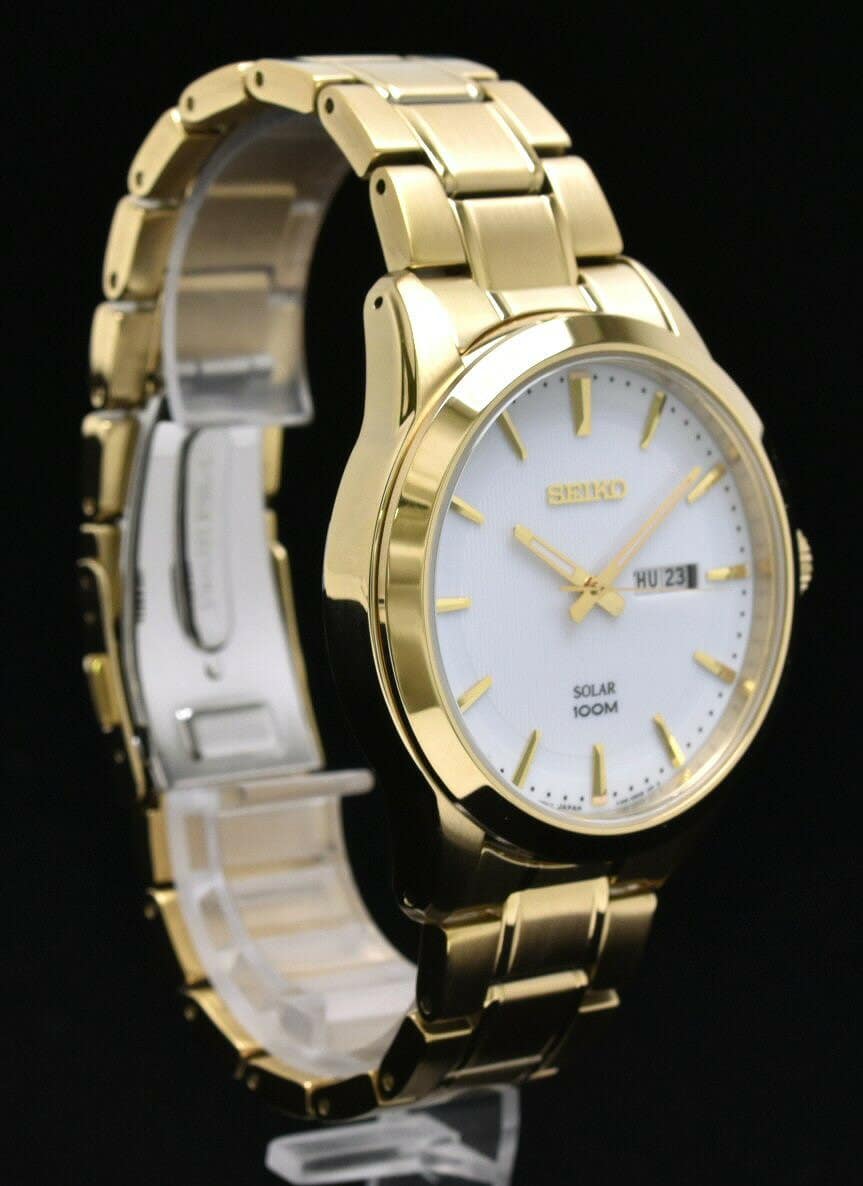 New SEIKO SEIKO solar mens D date GP Quartz watch SNE366P1 V158