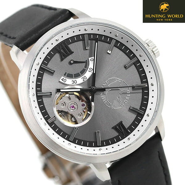 New Hunting World clock mens Beat emotion 40mm HW501BK HUNTING WORLD leather belt BE FORWARD Store