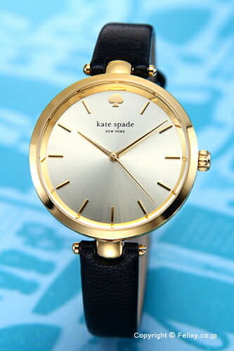 New Kate spade clock Ladies KATE SPADE Holland Holland Gold Black leather 1YRU0811 BE FORWARD Store