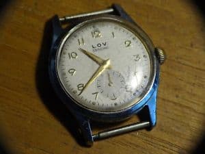 Montre Vintage LOV "Allez France" Mécanique - Cadran Animé Joueurs De Foot, Années 70, Cuir Rouge