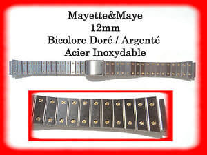 New]buresurettobiko bracelet montre bicolore acier inoxydable 12mm refa423  - BE FORWARD Store