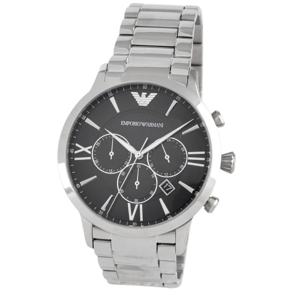 men's silver & black chronograph stainless steel emporio armani watch ar11208